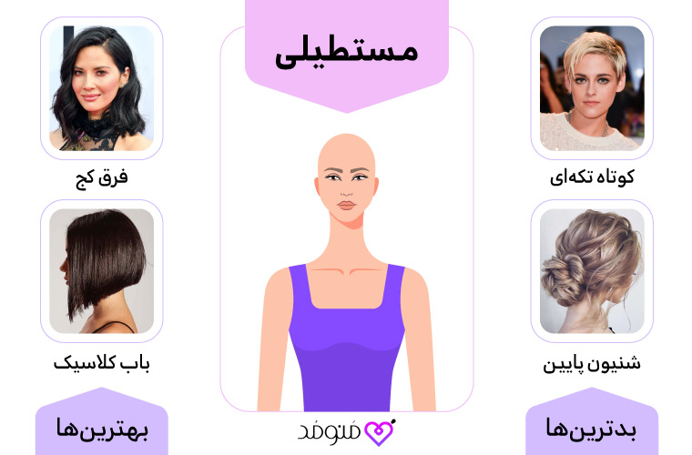 مدل موی مناسب با یقه مستطیلی